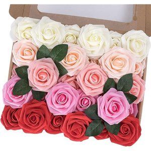 Artificial Rose Flowers, 30pcs Real Touch Fake Foam Flowers for Wedding Party